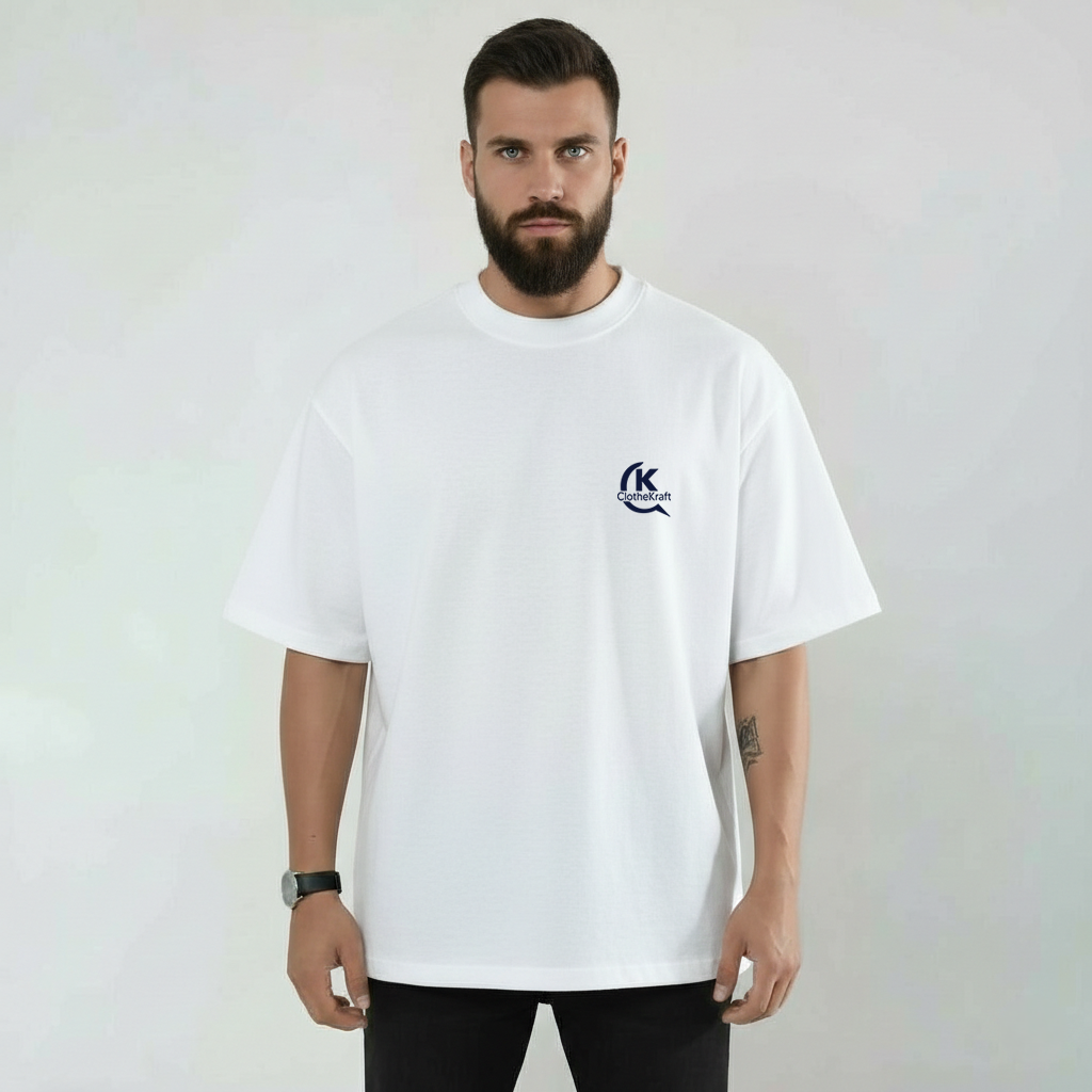 Premium Cotton Terry Round Neck White T-Shirt