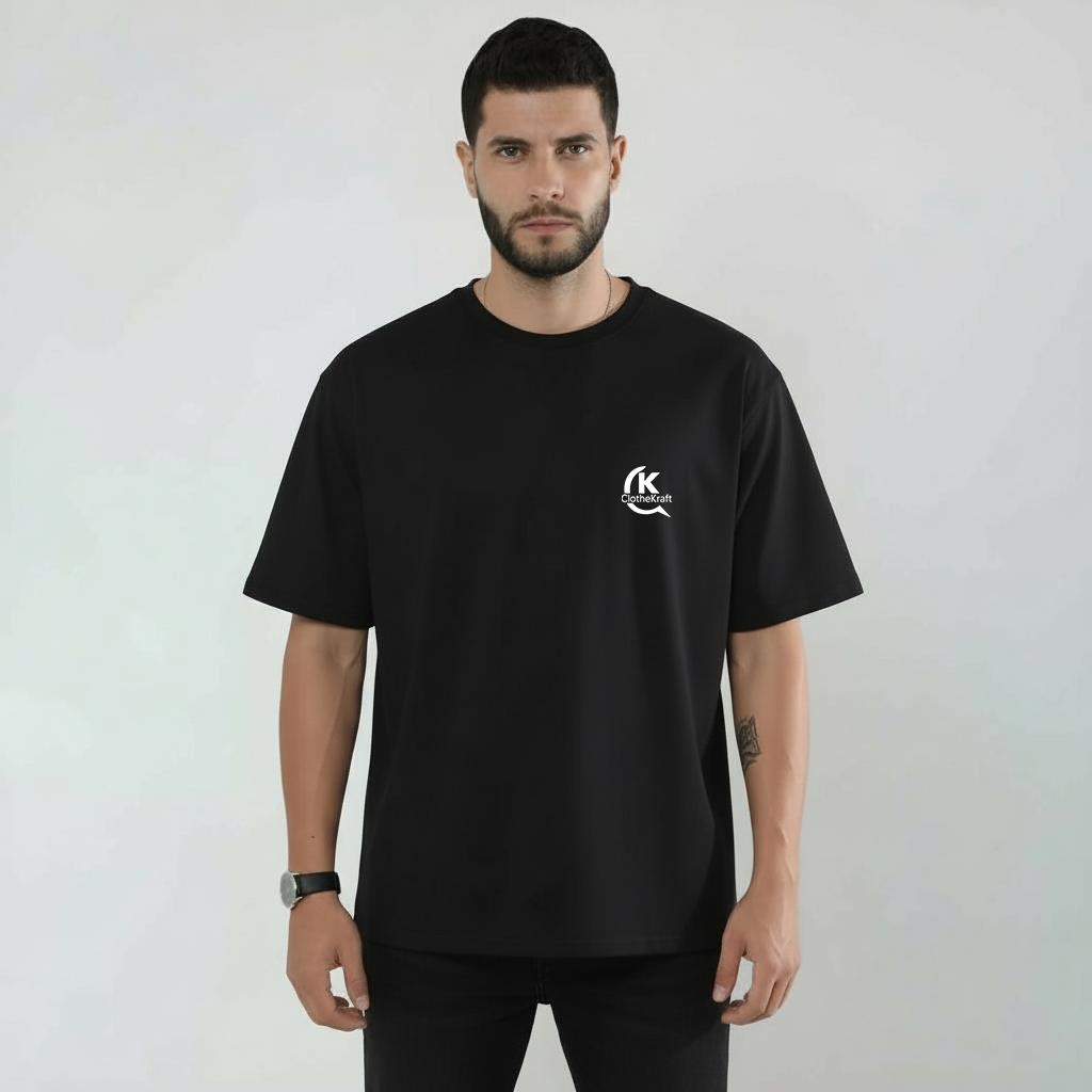 Premium Cotton Terry Round Neck Black T-Shirt